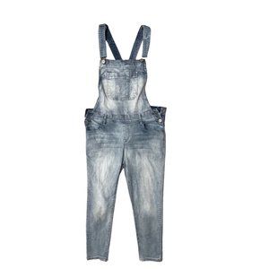 WALLFLOWER light wash, skinny overalls woman’s size large, 1423